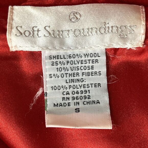 Soft Surroundings Size Small Coat Wool Blend Jacket Zip Front Moto Pockets Red - Picture 8 of 9